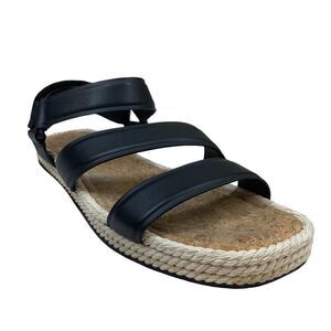 Vince Elian Black Leather Strappy Espadrilles Sandals 10 Sport Platforms